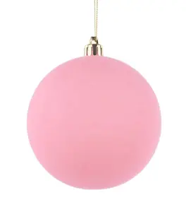 100mm Smooth Flocked Ball Ornament – Pink