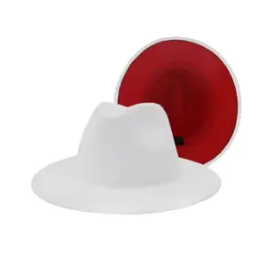 White Fedora Hat with Red Brim Classic Design for All Occasions Unisex Style Enhancer