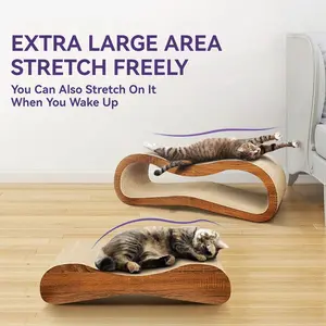 2 in 1 Cat Scratcher Cardboard Lounge Bed, Cat Scratching Post, Durable Board Pads Prevents Furniture Damage Orthopedic Washable Human Dog XL Double Crate