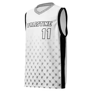 Palestine Basketball Jersey Black and White Unisex