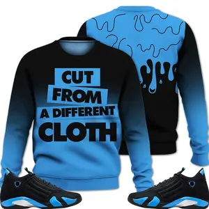 14 University Blue Outfits, Black University Blue 14s Sweatshirt, Cut From A Different Cloth  Streetwear Unisex Sneaker Matching Shirts