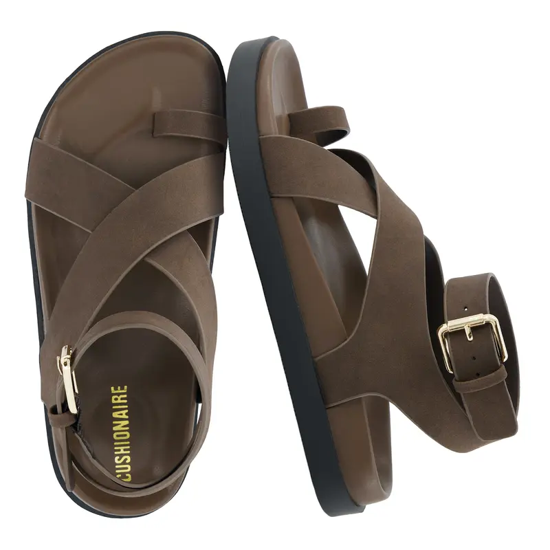 Cushionaire Entry Platform Sandals for Women | Ankle Wrap Sandals with Adjustable Strap and Molded Footbed | Comfortable Summer Shoes with Non-Slip Outsole and Wide Widths Available