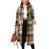 Women's Plus Size Fashion Plaid Flannel Long-Sleeve Lapel Boyfriend Button-Down Coat - Thin Lightweight Oversized Loose Polyester Retro Suit for Casual Work & Lounge Wear,back to school,back to school shopping