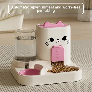 Pet Feeder and Waterer Combo, Feeding Station, Dry Wet Food Separation Cat Bowl Dog Bowl, Automatic Refill, Anti-Clogging, Easy Clean, Large Capacity
