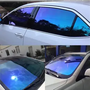 Chameleon Window Tint Film for Cars, Car Window Tint Dark Blue Solar Protection Film Scratch Resistant 65% VLT Windshield Sun Shade Heat & UV Block