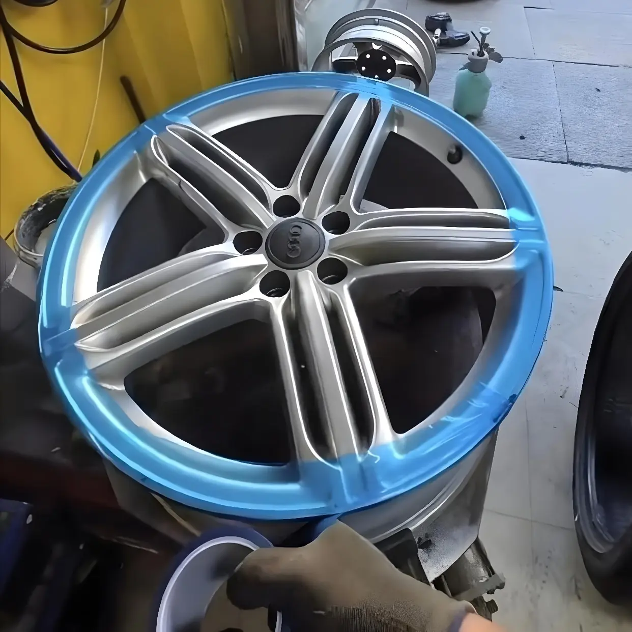 Blue PE Protective Film Tape Protector - No Residue, Scratch-Free Hub & Rim Protection, Ideal for Glass, Stainless Steel, Furniture & Appliances Dustproofing