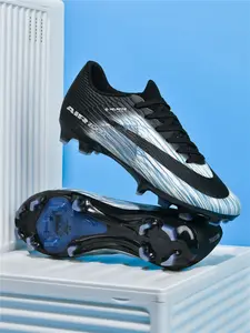 Men's Football Shoes with Long Nails, Football Boots, Lawn Training and Competition, Suitable for Boys Girls Students Adults, Sporty Striped Design