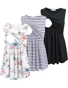 Ekouaer Women's Nursing Tank Tops for Breastfeeding 3 Packs hospital gown labor and delivery