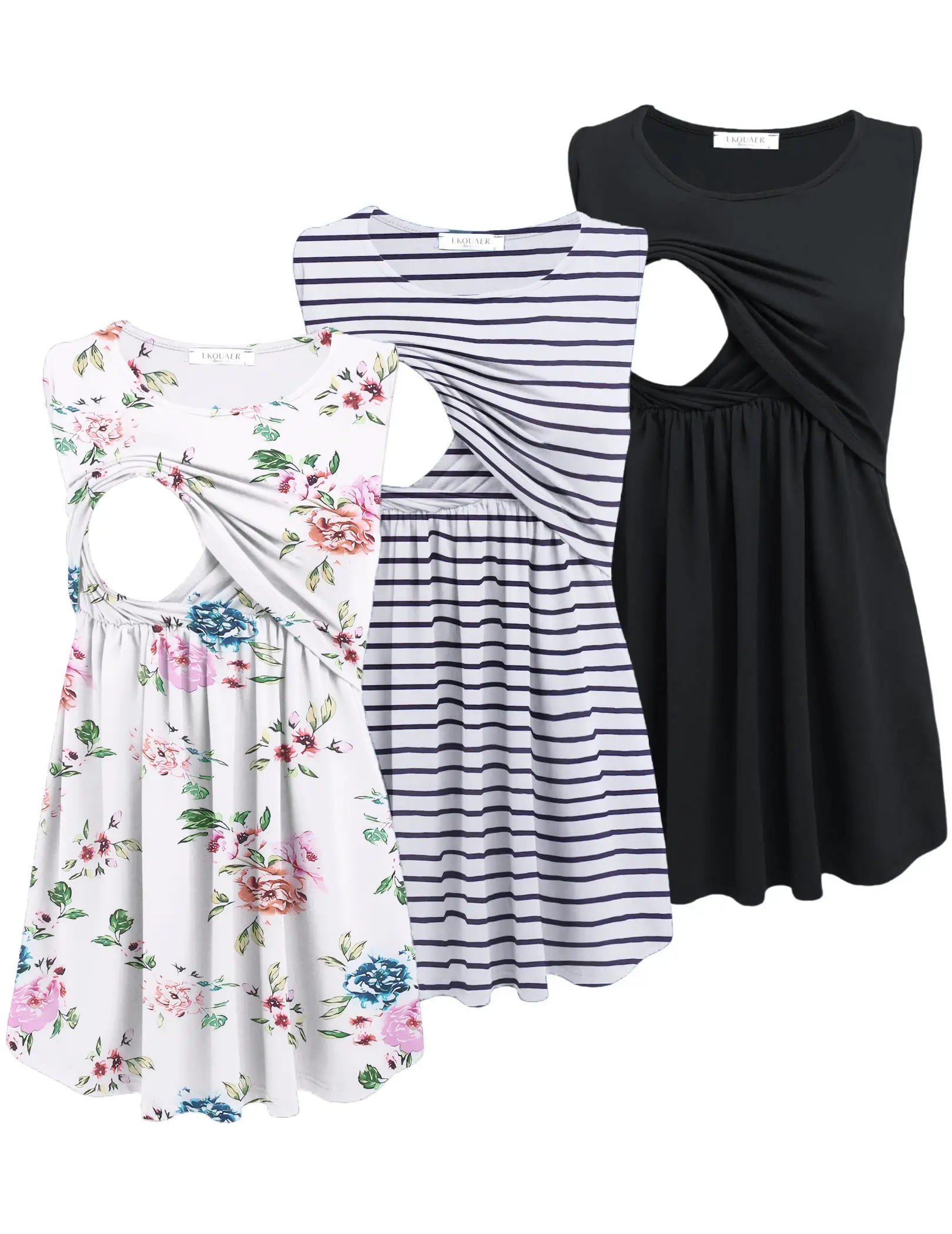 Ekouaer Women's Nursing Tank Tops for Breastfeeding 3 Packs hospital gown labor and delivery