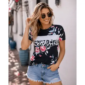 Floral Black Striped Cow Top Floral Black Striped Cow Top