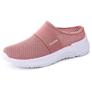 Women's Shoes Half Slip-On Cross-Border Dropshipping Women's Shoes Large Size New Casual Shoes Flyknit Mesh Shoes Slip-On Lightweight Single Shoes