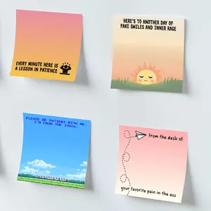 Funny Office Sticky Note, 4 Counts 50 Sheets Funny Office Note Pad, Adhesive Sticky Note for School Office Home Supplies Students Teachers Gift