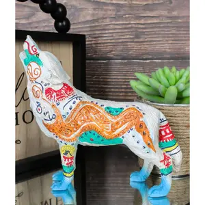Aztec Nahuatl Anaconda Native Tribal Howling Wolf Totem Spirit Figurine 6.25"L