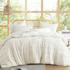 Soft Washed Pleated Bedding Sets with Pintuck Pleated Design, Comforter Set, Extra Softness Premium Microfiber Filling, All Season Lightweight