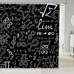 Math Equation Shower Curtain Study Mathematics Geometry School Art Polyester Bathroom Decor Formula Illustration Bathtub Curtain Plastic Set