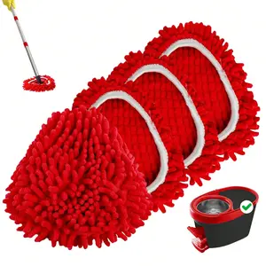 4pcs Mop Replace Head For O-Cedar, Chenille Mop Refills Spin Mop Heads Replacements Compatible With O-Cedar Easywring 1 Tank System For Cleaning Floor Glass Wall, Machine Washable And Reusable (Red)