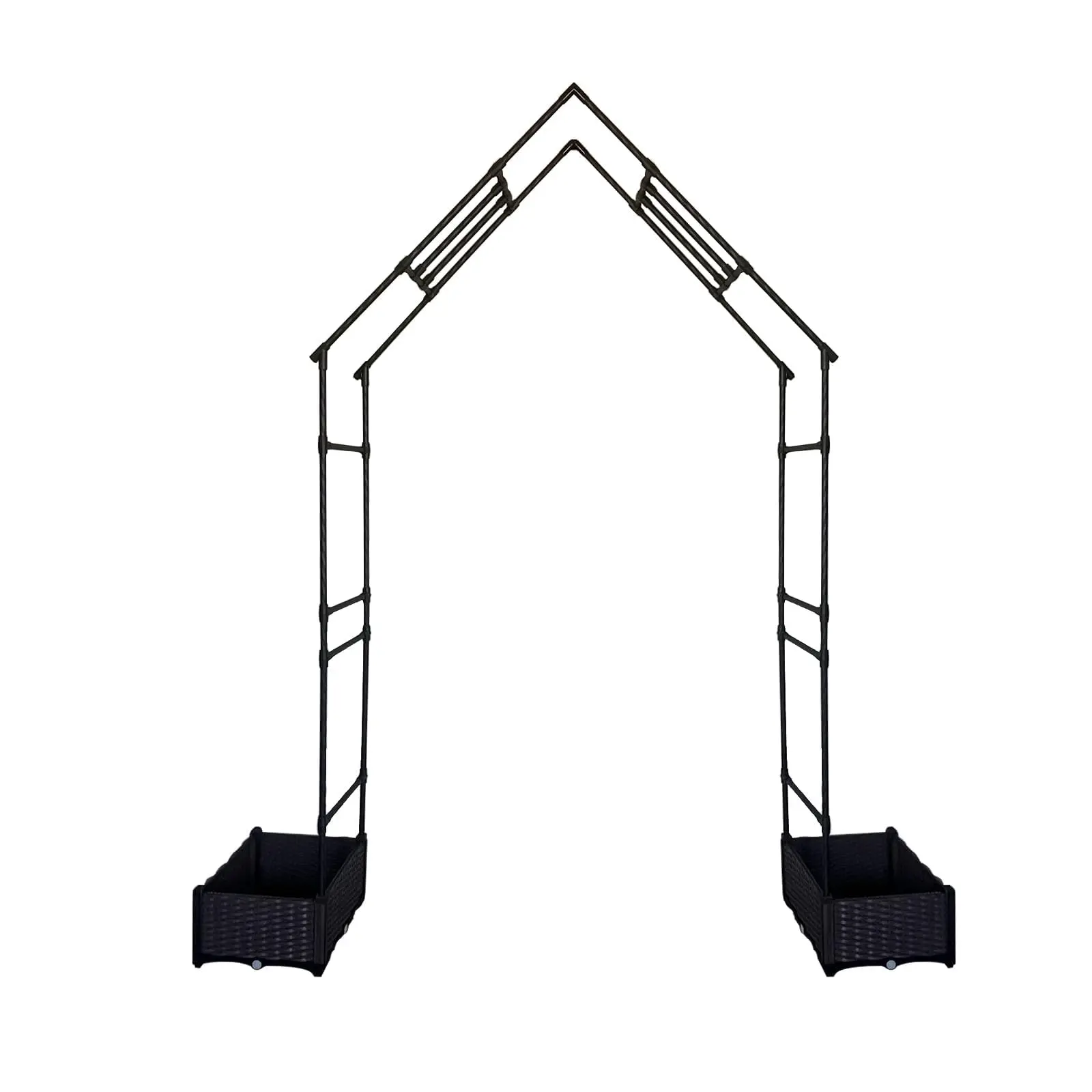 94" Tall Metal Garden Arbor with Dual Planter Boxes, Weatherproof Arch Trellis for Climbing Plants, Outdoor Wedding Arch Frame, Decorative Archway for Patio, Lawn, and Backyard