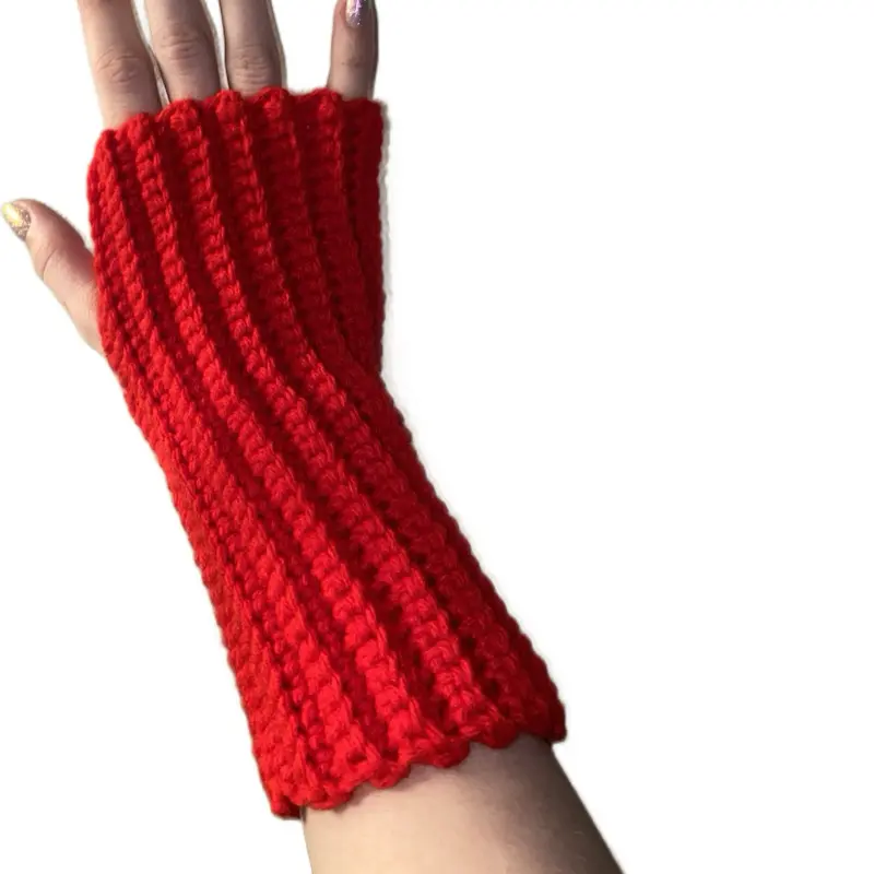 Handmade Red Fingerless Gloves