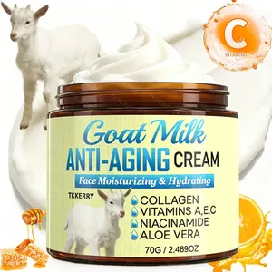 70g Goat Milk Moisturizer Cream, Contains Goat Milk Extract, Collagen And Vitamin C, 24h Hydration, Day & Night Moisturizing, Deep Moisturizing & Nourishing, Anti Aging Formula Cream, Suitable for All Skin Types, Daily Skincare Product