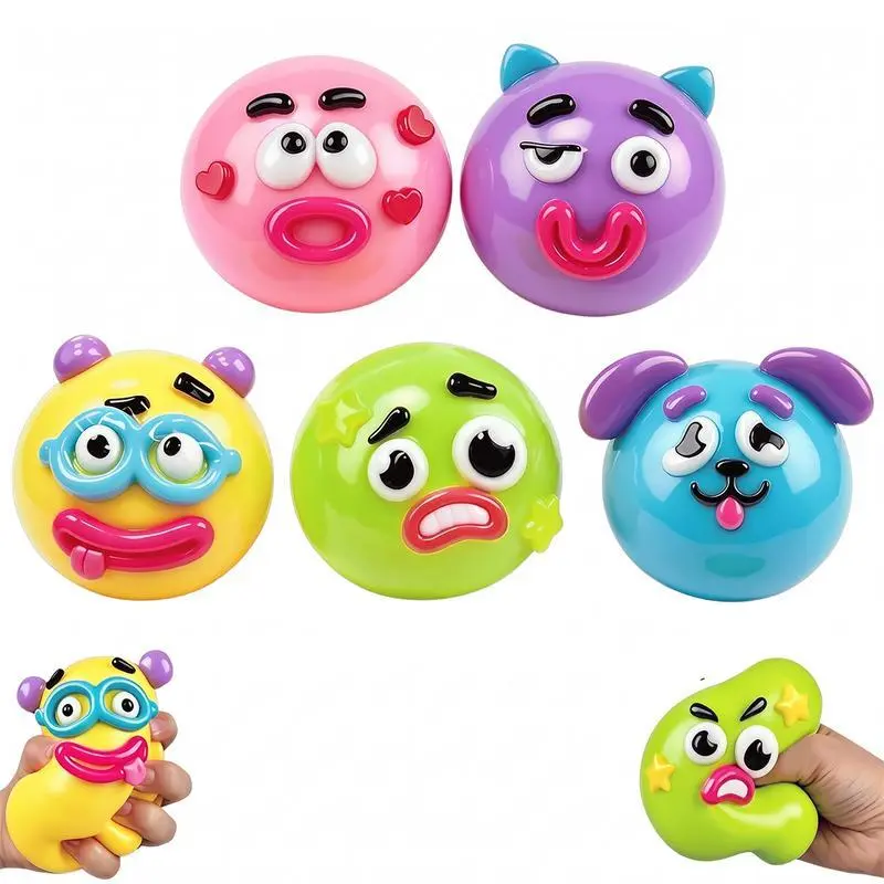 DIY Mini Ball Stress Relief Toy - Soft Squishy Fidget Toy for Kids, Create Endless Funny Expressions, Ideal Party Gift, Mini Ball Stress Relief Toys