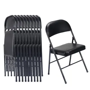 4-Pack Folding Chairs with Carrying-Friendly Design, Heavy Duty Iron Frame & PVC Seat, 330lb Capacity, Foldable & Stackable for Home Office Event, Black