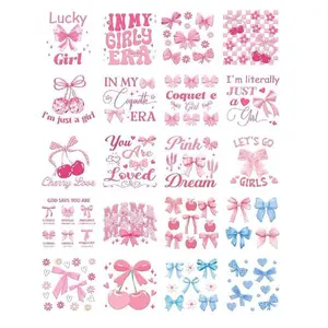 UV DTF Cup Wrap - Rngmsi 20 Sheets Coquete UV DTF Cup Wraps for 16 oz, Cute Aesthetic Uvdtf Decals for Women Girls, Cherries Waterproof Rub on Transfer Stickers for Glass Water Bottles Mugs