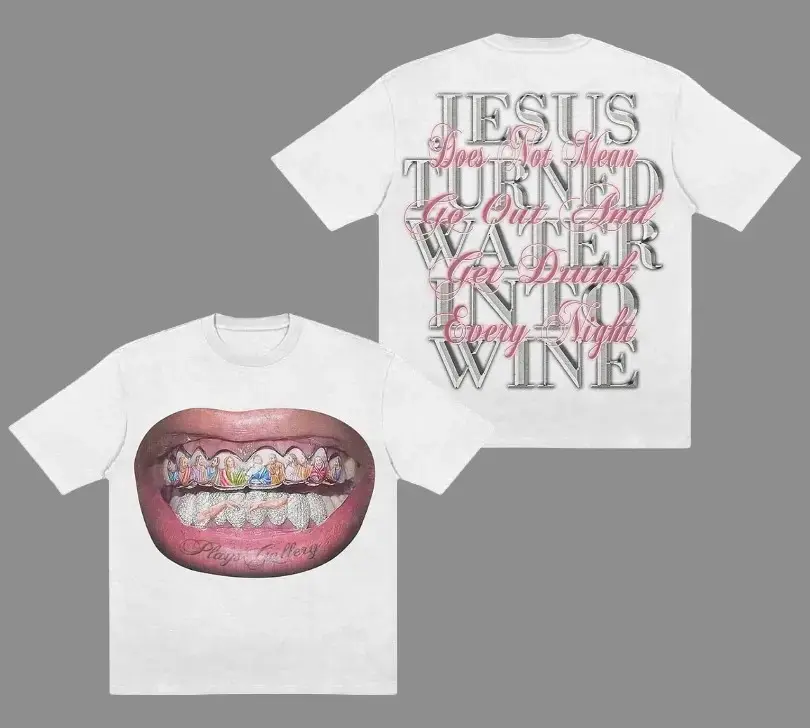 Unisex Mouth and Lettering Print T-Shirt, Jesus Smiles Unisex T-Shirt, Crew Neck, Streetwear Tops for Men and Women, Casual Men's Crew Neck T-Shirt