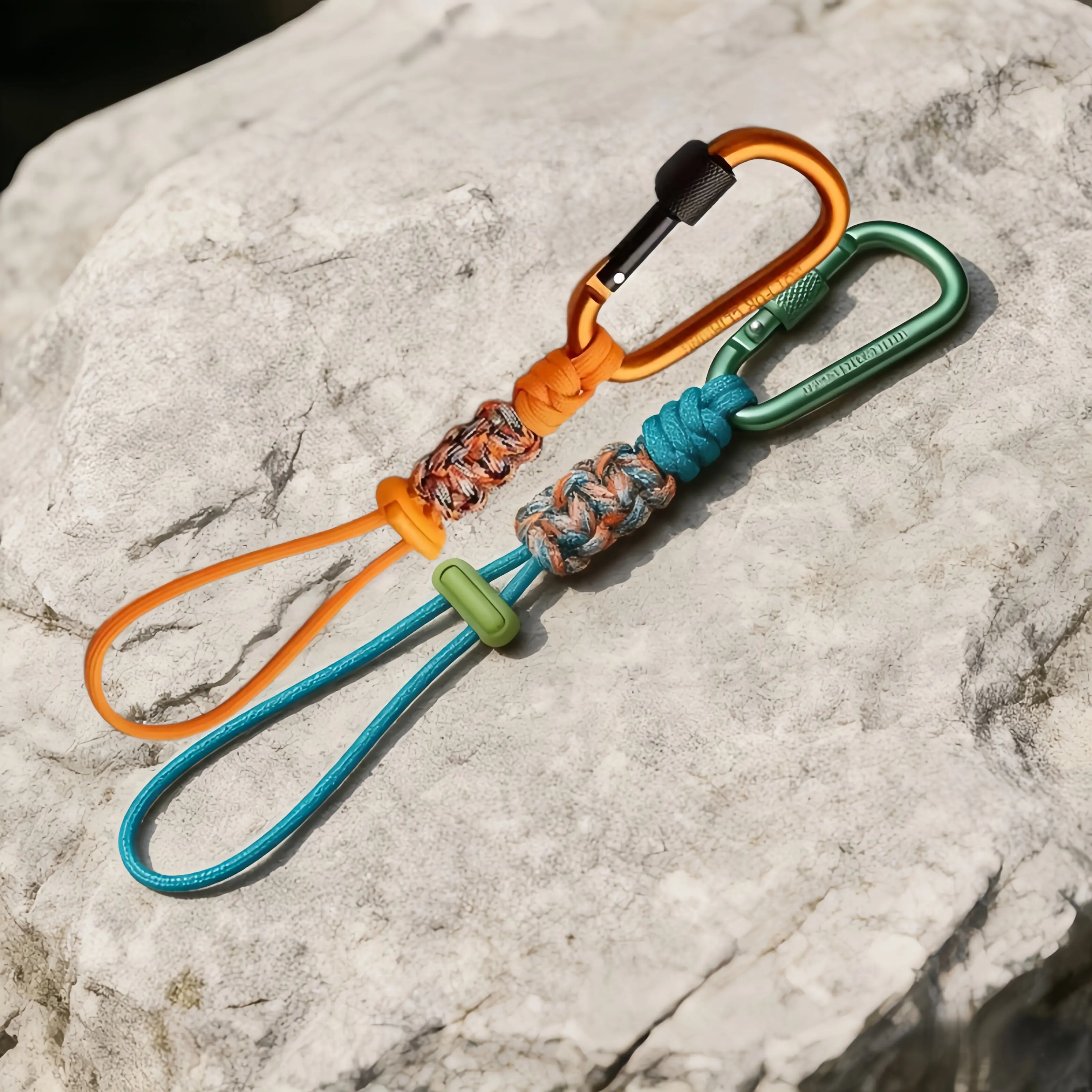Paracord Water Bottle Carrier with Sturdy Aluminium Locking Carabiner, Handmade Woven Strap, Stylish & Adjustable for Hiking & Travel, Water Bottles, Paracord Keychain, Belt Loop, 2 Pcs Set, Outdoor Gear, 550 Paracord