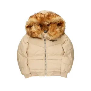 Langston Beige Puffer Jacket with Fur Hood Langston Beige Puffer Jacket with Fur Hood