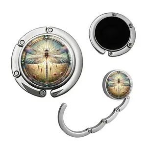 Colorful Dragonfly Foldable Folding Purse Hook,Womens Bag Purse Hanger,Purse Holder Handbag Hanger Desk Table Bag Hooks for Women Bag