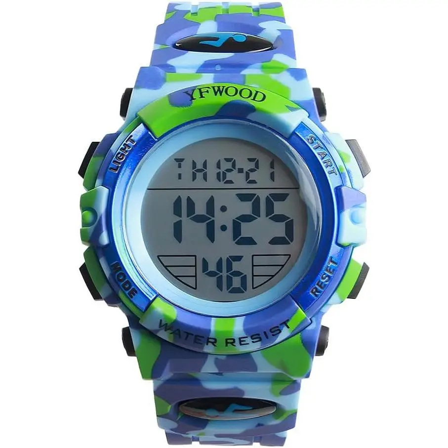 Kids Digital Watch Waterproof Outdoor Watches Children Casual Electronic Analog Quartz Wrist Watches with Silicone Band Luminous Alarm Stopwatch for Boys