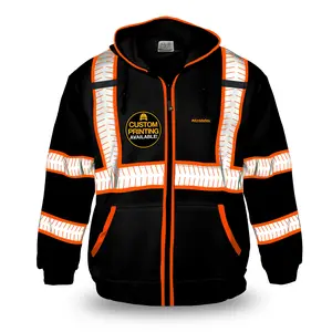 KwikSafety BLACK PATROL Safety Hoodie (NO FUZZ Balls) Hi Vis Reflective Menswear - Model No.: KS5503BLK