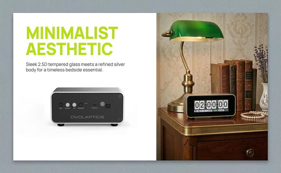 Flip E Clock – Retro Digital Flip Desk Clock with 2.79" HD TFT Display, Precision CNC Aluminum Frame, Auto-Dimming, Temperature Monitor, Smart Alarm, Home & Office Decor