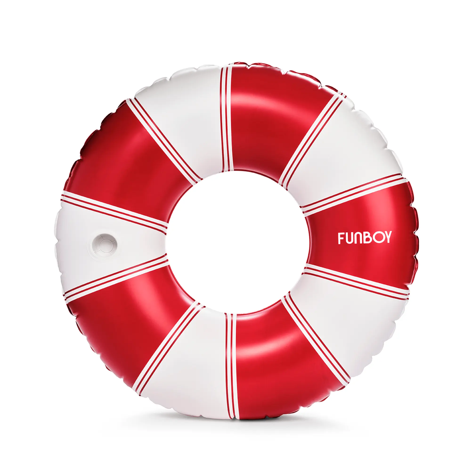 FUNBOY Vintage Lux Tube Pool Float for Adults - Beach Water Sports Flotation Device with Stripe Pattern and Drink Holder