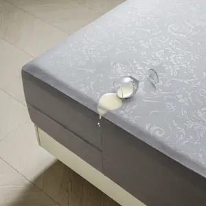 1pc Zippered Mattress Encasement, 6-Sided Fully Enclosed 100% Waterproof Removable Mattress Cover, Dust-proof 360 Against Liquids with Luxury Flowers Pattern, Suitable For 15/20/25/30/32/38cm Deep Mattresses, White/Grey (Without Pillowcase)