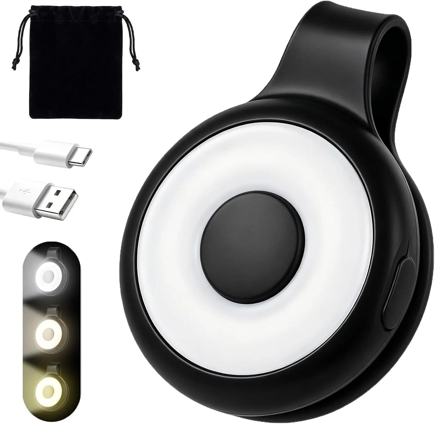 Rechargeable Nurse Lights Clip On for Night Shift, Badge Light | Bright Nurse Essentials Flashlight, Magnetic, Silicone, 5 Modes, Purse Light for Running, dog Walking, Travel, Camping Black