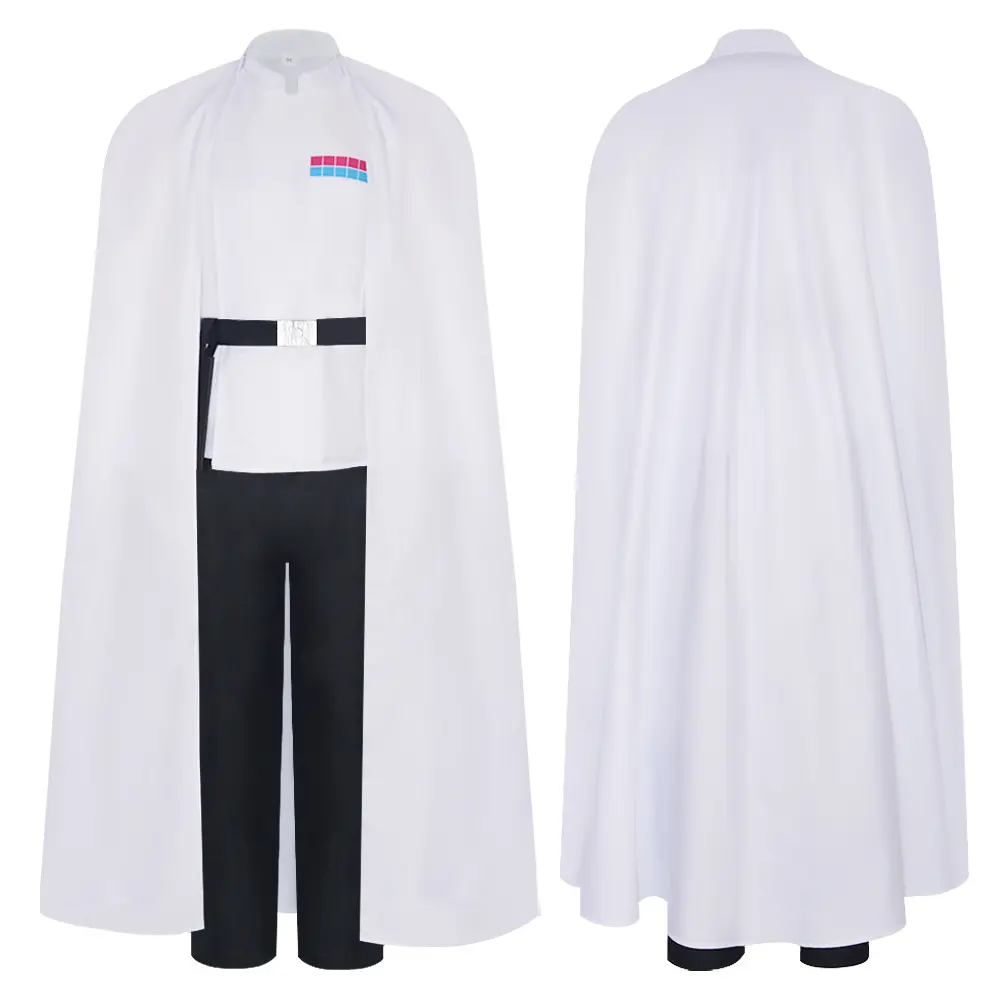 Empire Officer White Uniform Set with Cape Belt Holster and Gloves for Men Cosplay Costume