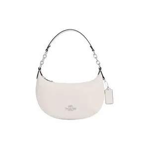 COACH Payton 21 Classic Monogram Zip Top Handle Bag for Women, Half-Moon Crossbody Shoulder Bag, Small Size, White