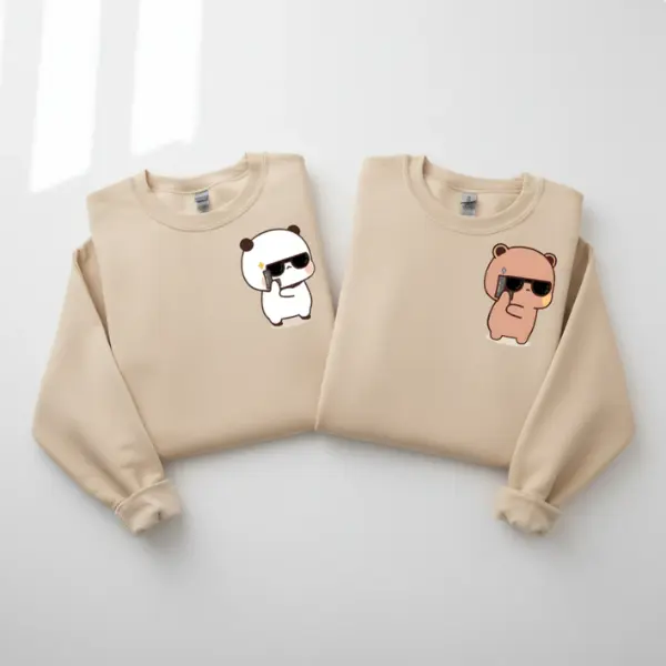 Bubu & Dudu Couple Sweatshirt, Gangster Style Couple Shirt, Cool Matching Outfit For Him Her, Cute Couple Bear Shirt