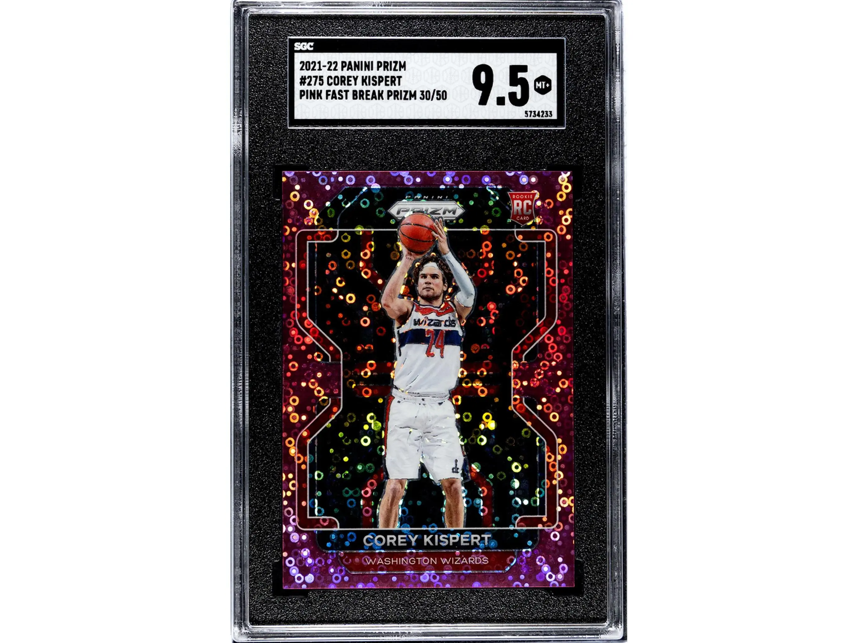 2021 Panini Prizm Pink Fast Break Corey Kispert #275 RC /50 SGC 9.5