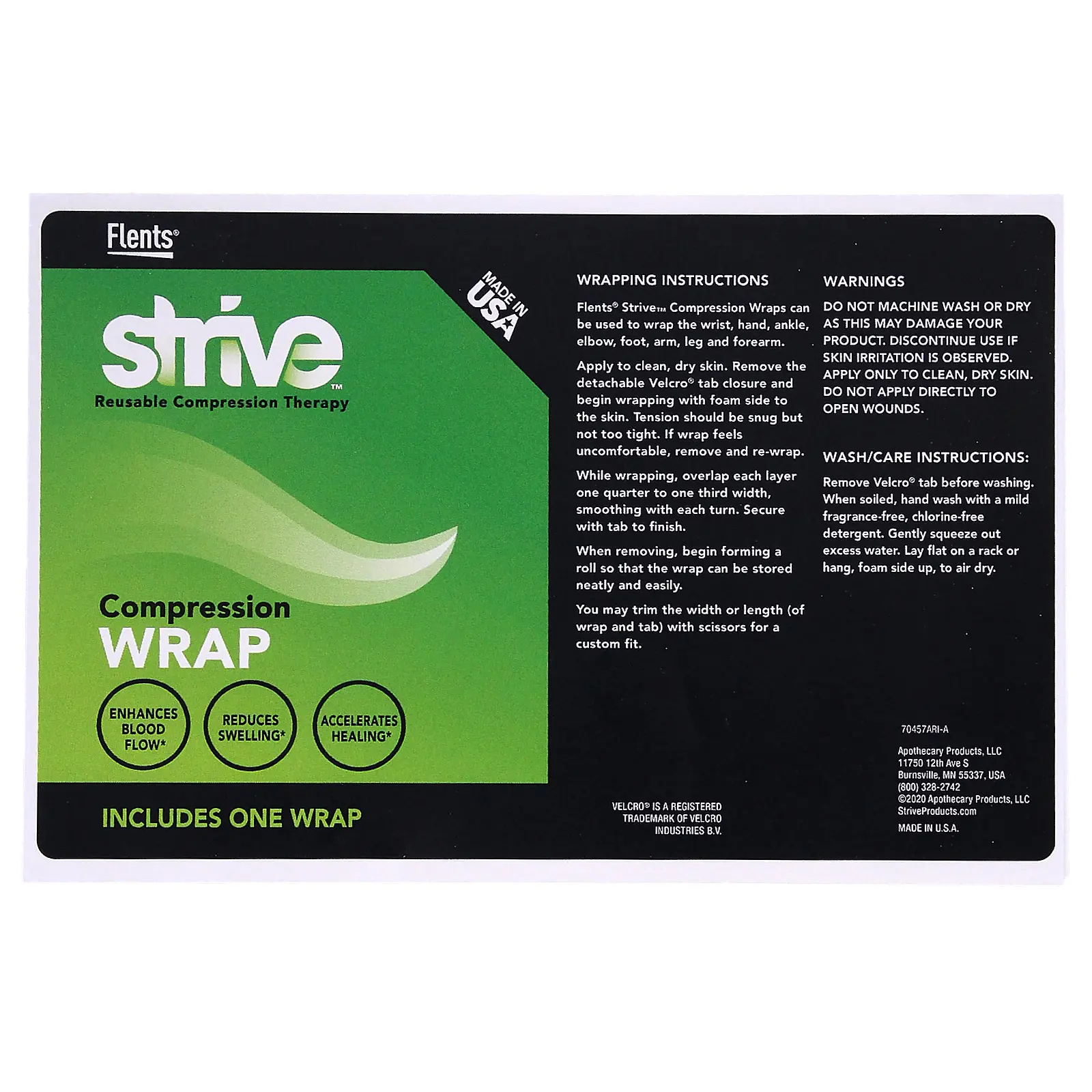 Strive Compression Wrap, Black, 1 Wrap
