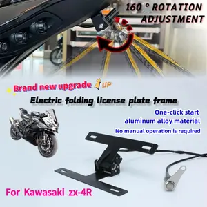 For kawasaki ZX-4R License Plate Premium Adjustable License Plate Button Switch Effortless Contro License Plate Bracket Frame