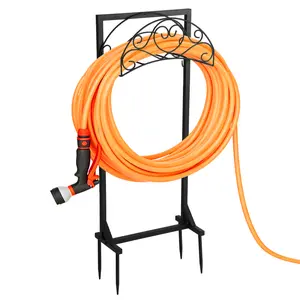 Garden Hose Holder – Water Hose Reel Stand with Storage Basket Holds 151ft, Heavy Duty Freestanding Garden Hanger Storage Rack for Outside Yard Lawn Farm