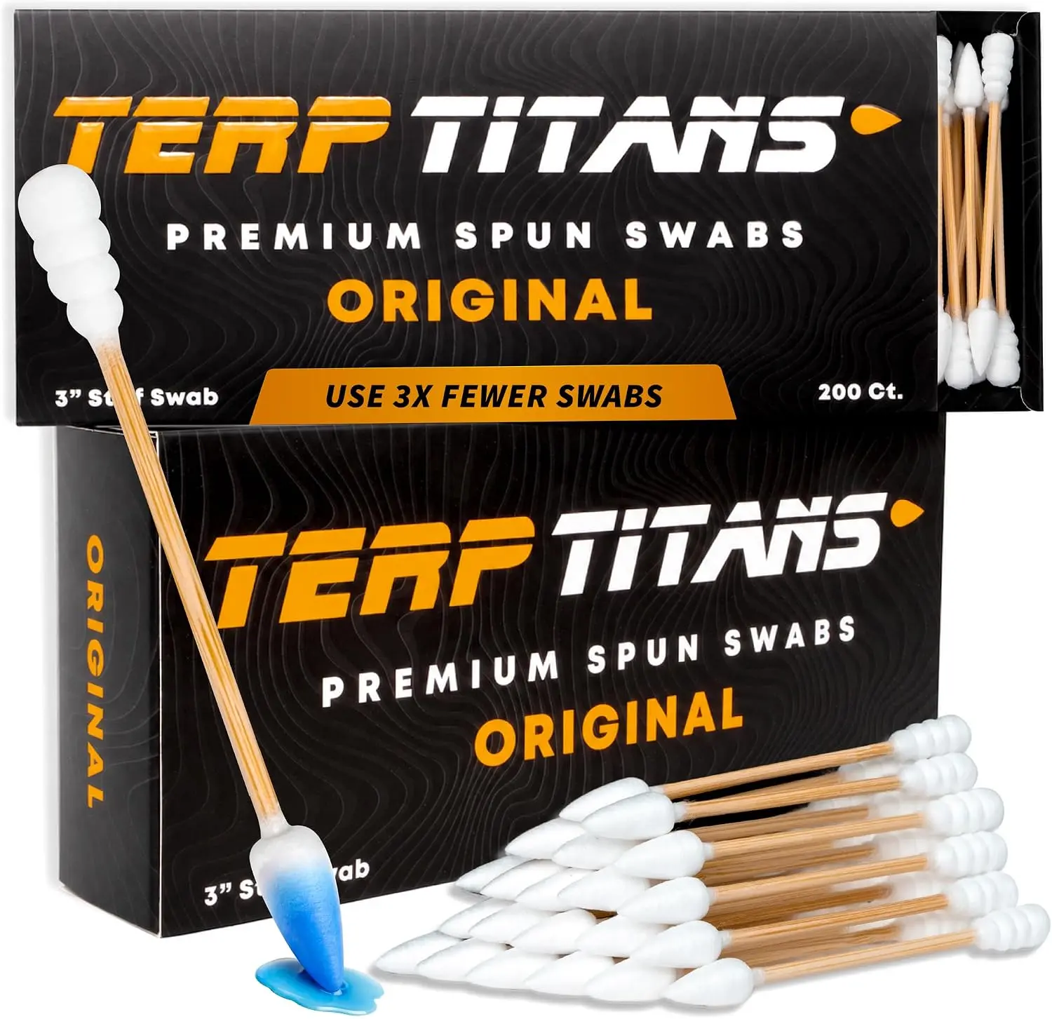TerpTitans Original – Bamboo Cotton Swabs | Dual-Tip: Spiral for Maximum Absorption & Fine Point for Pinpoint Precision | Extra Strong, Lint-Free | 200 Count Box