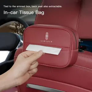 Car Tissue Box Holder Leather Car Storage Organizers Car Armrest Napkin Case For Lincoln Navigator Continental Nautilus Aviator MKZ MKX MKC MKT MKS Corsair Mark E
