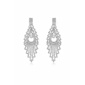 Ettika Charming Chandelier Crystal & Silver Plated Earrings with Glass Crystals and Brass for Special Occasions 2.9" x 1" Elegance and Sparkle