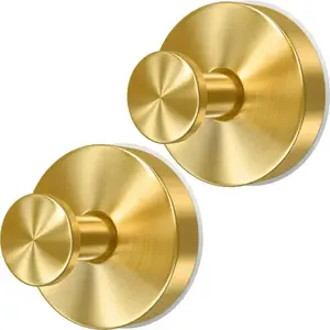 Gold wreath hanger, 22 lb strong stainless steel suction cup wreath hooks, 2-pack wreath door hangers for fall, Halloween, and Christmas decorations, welcome sign for front door indoor/outdoor, reusable holder