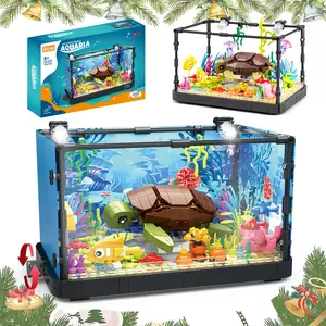 Turtle Fish Tank, 1 Box Creative Building Blocks Toy, Educational Assembly Toy for Boys & Girls, Birthday Gift, Building Block Model, Building Block Sets
