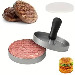 Manual Meat Press with 100pcs Burger Paper, Manual Meat Press Tool, Burger Press, Kitchen Accessories for Home Camping Barbecue