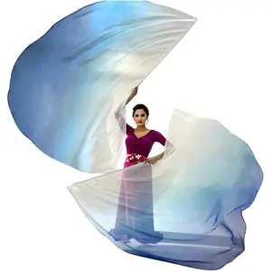 2 Sets of 55 x 78" Dance Metallic Semicircle Worship Angel Wing Flags with Scalable Rods - Praise Flags Worship Silk Flex Flag for Dance Church Performance-blue-white